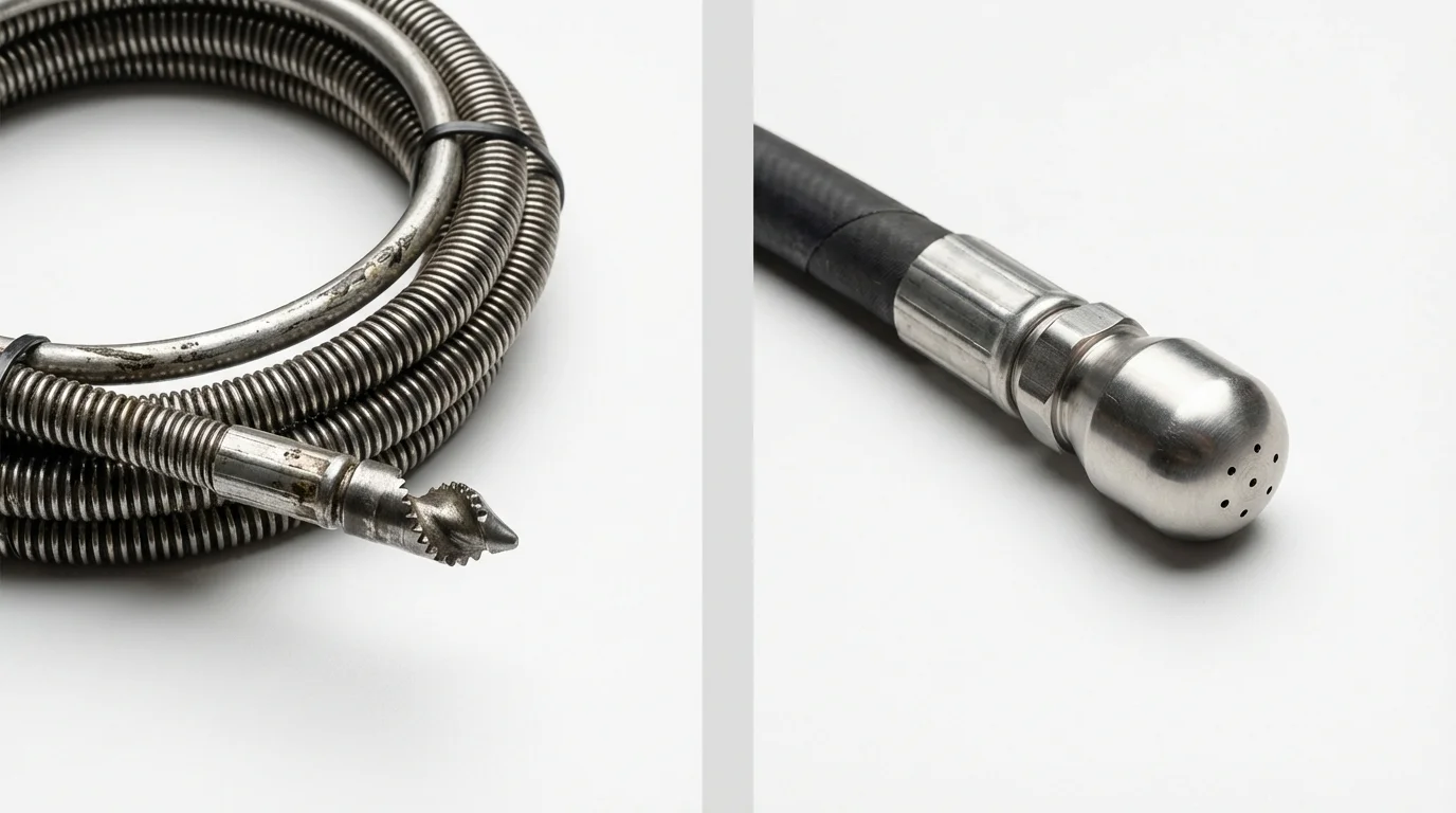 Drain snake cable and hydro jetting nozzle used for drain cleaning in Saint George, SC