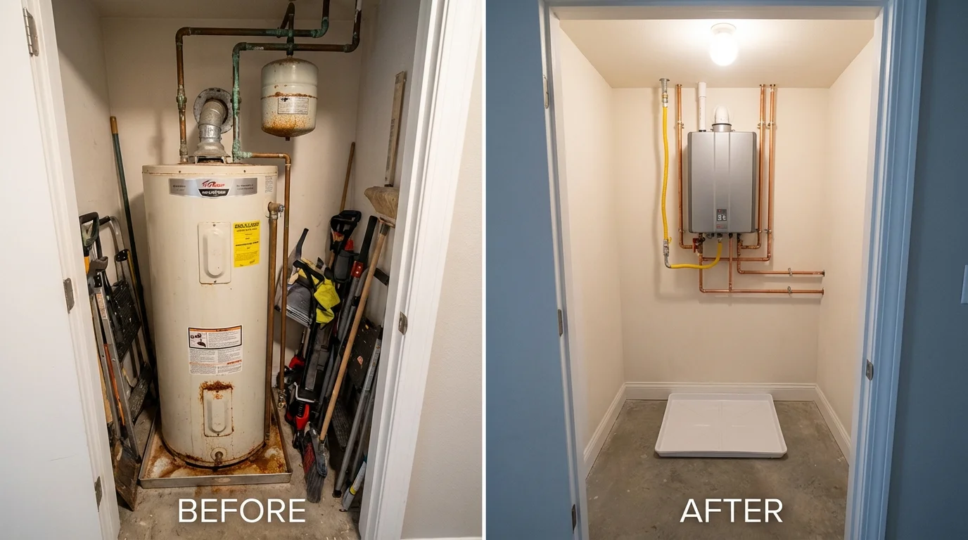 Tank water heater versus wall-mounted tankless unit comparison for Saint George, SC homeowners