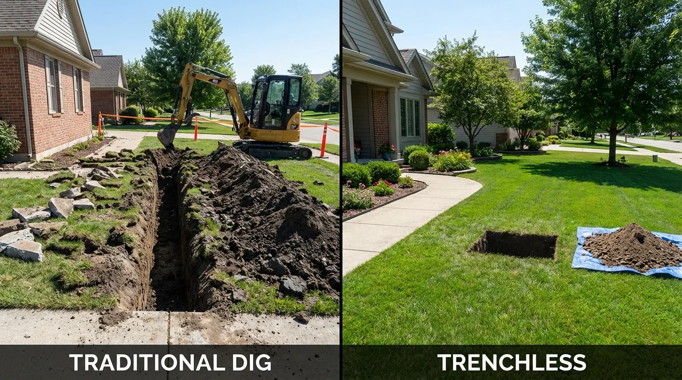 Trenchless sewer repair with minimal yard damage versus traditional excavation in Saint George, SC
